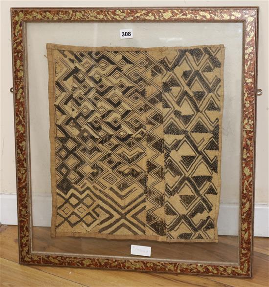 An African tribal framed woven textile